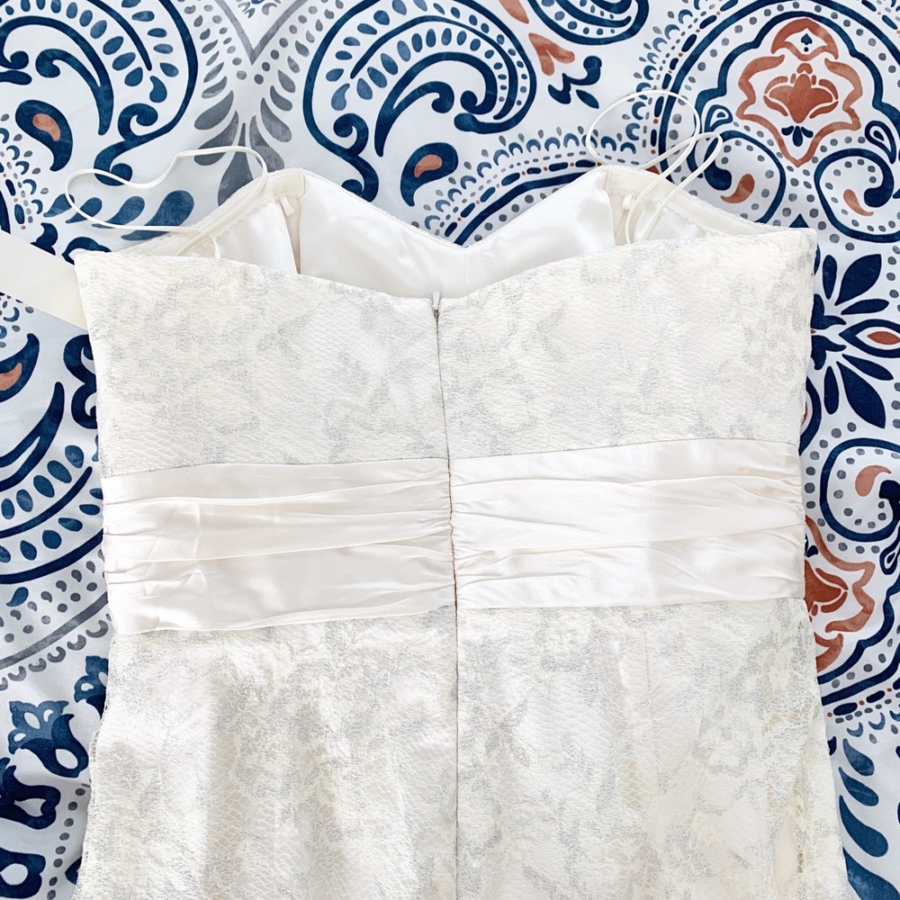 NWT Badgley Mischka Collection ivory lace strapless wedding dress 4 - Picture 4 of 11